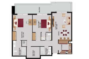 2 bhk + maid room with balcony floor plan -second floor - mayas lausanne - apartment for sale in jvc dubai