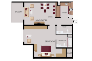 1 bhk room with balcony floor plan -second floor - mayas lausanne - apartment for sale in jvc dubai