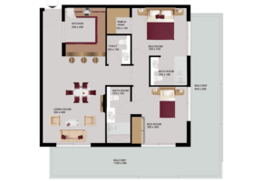 2 bedroom + maid room flat floor plan- third floor - mayas Lausanne - apartment for sale in jvc dubai