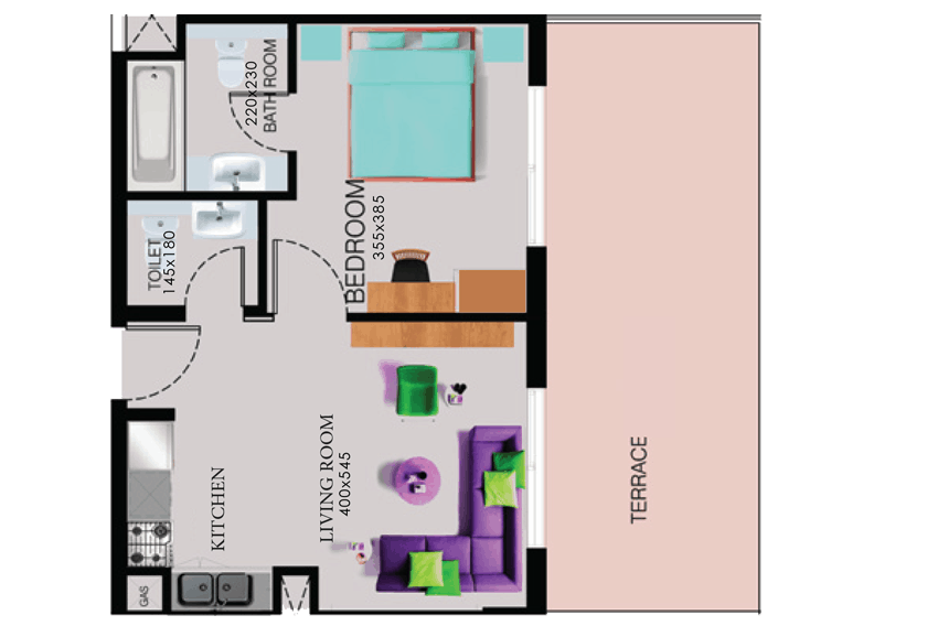 1 bedroom flat floor plan- fourth floor - mayas Lausanne - apartment for sale in jvc dubai