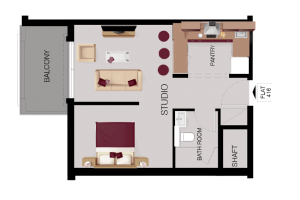 Studio with balcony floor plan -fourth floor - mayas lausanne - apartment for sale in jvc dubai