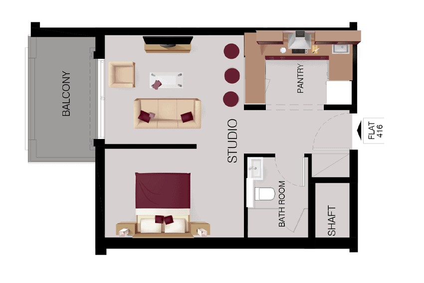 Studio with balcony floor plan -fourth floor - mayas lausanne - apartment for sale in jvc dubai